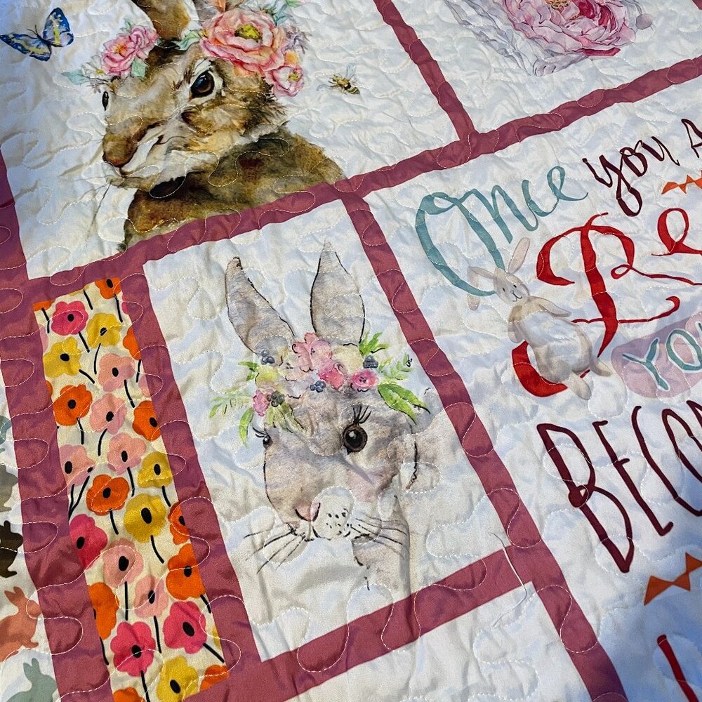 Handmade Quilt Patchwork Blanket, The Velveteen Rabbbit - Easter / Baby Shower - Picture 4 of 16